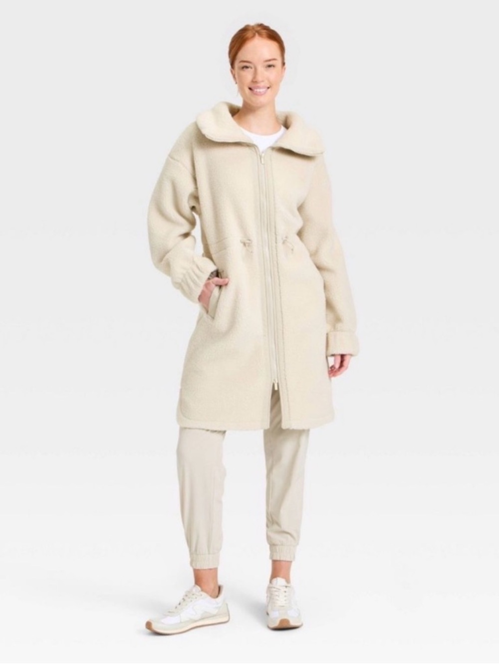 All In Motion Women’s Long High Pile Jacket - Taupe Size Large NWT